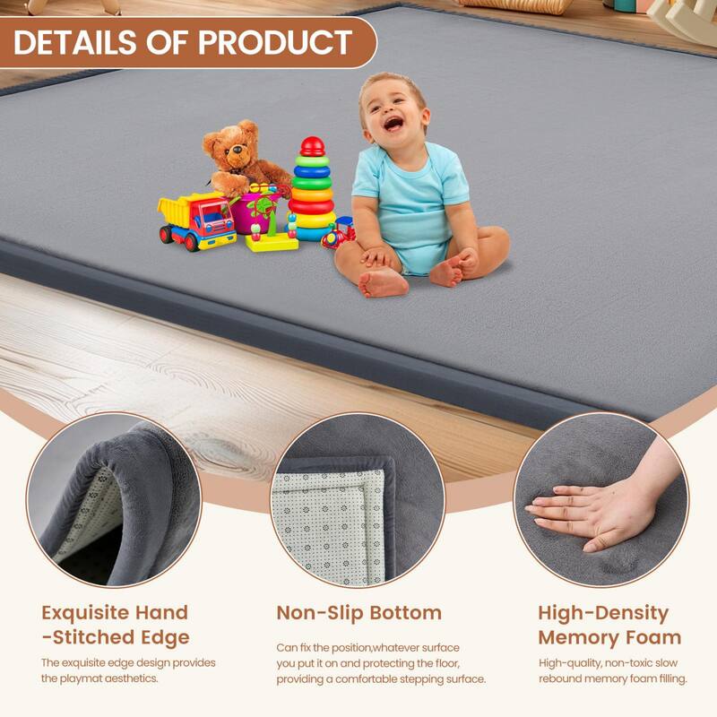 Baby Play Mat for Floor with 1.4in Thick Memory Foam for Any Playroom
