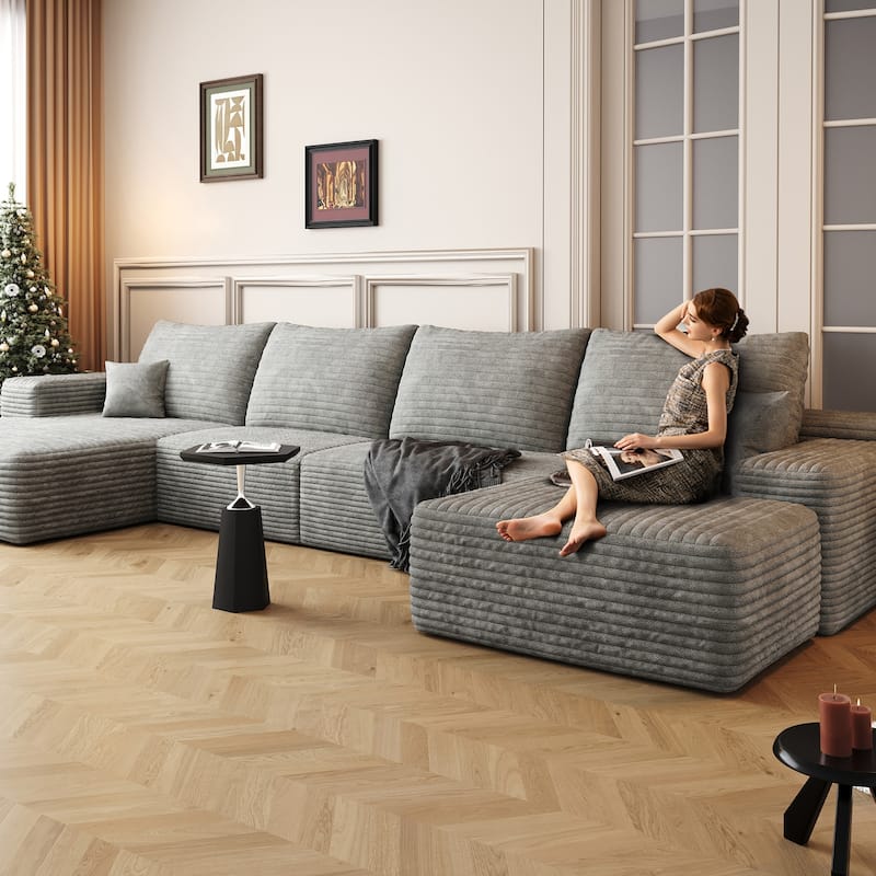 135-in Casual Gray 4 -seater Left Reclining Sectional - 8' x 10'