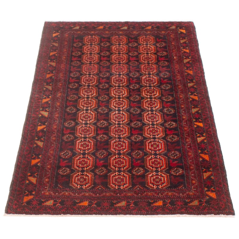 ECARPETGALLERY Hand-knotted Royal Baluch Black, Red Wool Rug - 3'8 x 6'6