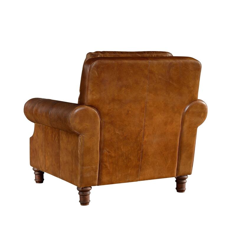 English Rolled Arm - Arm Chair - Leather