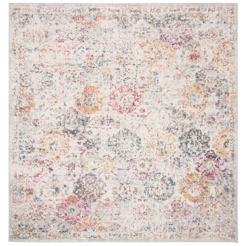 SAFAVIEH Madison Avery Boho Chic Distressed Area Rug - 9'  x  9' - Grey/Gold - Runner/Square