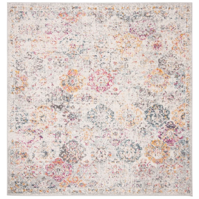 SAFAVIEH Madison Avery Boho Chic Distressed Area Rug - 12' x 12' Square - Grey/Gold
