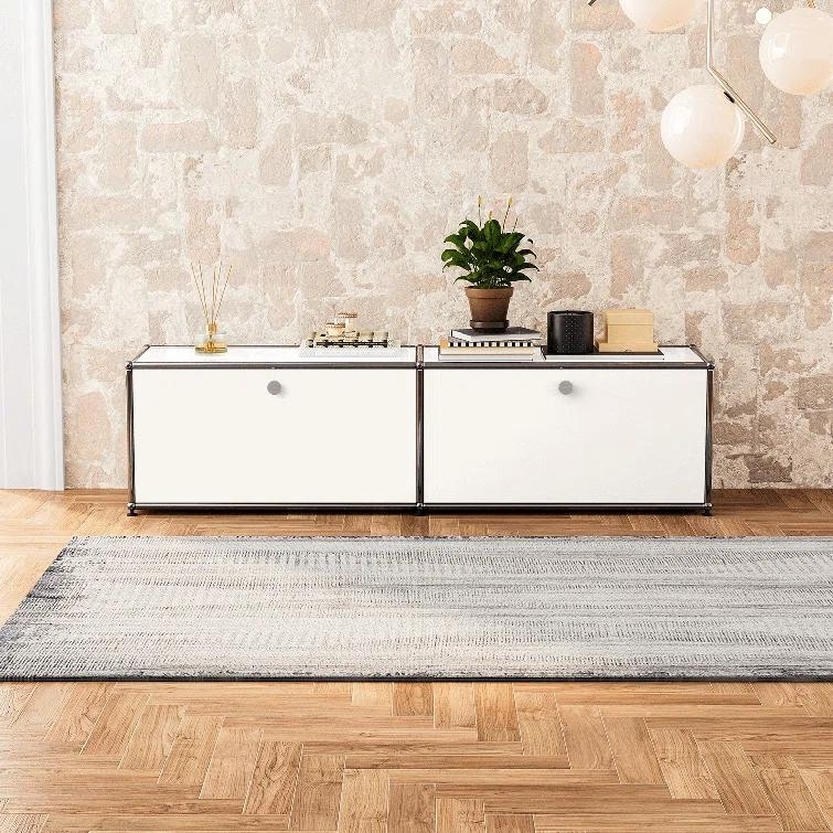 Modern Stainless Steel Frame TV Stand Credenza, Multi-Size Pull-Down Door Storage Cabinet for Living Room,Dining Room & Office