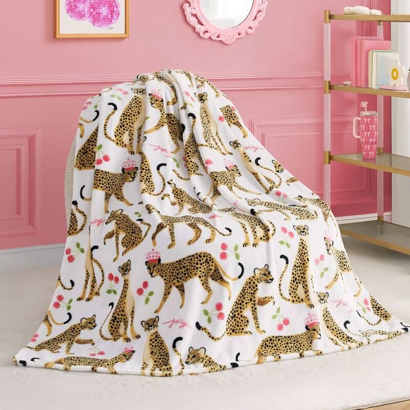 Juicy Couture 50"x70" Plush Kids Throw Blankets - 50" x 70" - White/Beige