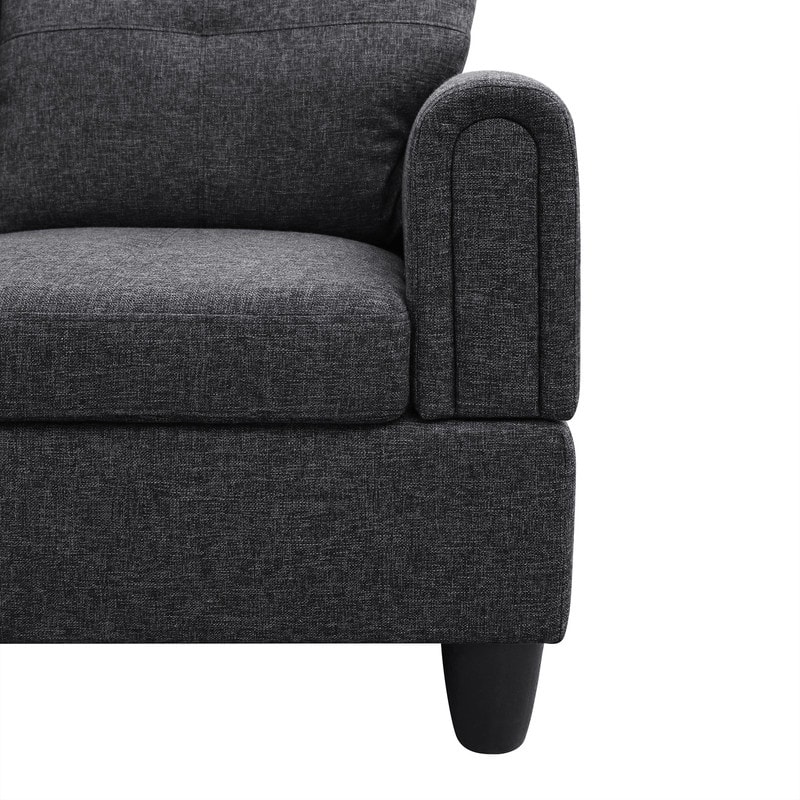 Durable 3PC Sectional Sofa with Double Spring Support, Breathable Fabric, Storage Ottoman