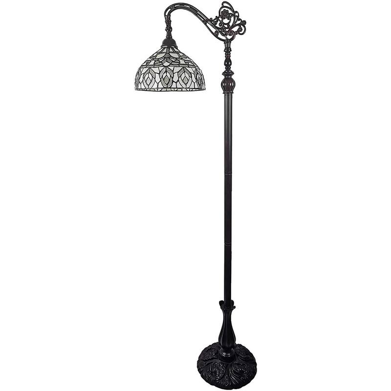 Tiffany Style Peacock Design Floor Reading Lamp Amora Lighting