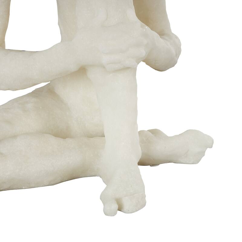 White Polystone Thinking People Decorative Sculpture with Shimmer