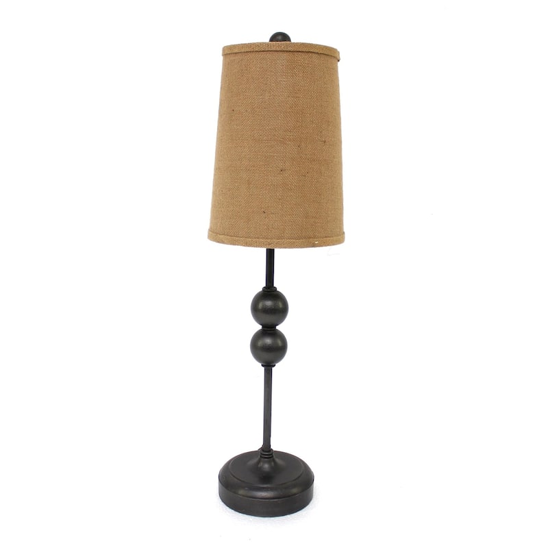 29-Inch Bronze Steel Bedside Table Lamp with Brown Shade and Matte Finish for Bedroom Lighting - 29”H x 8”W x 7”D