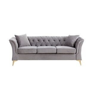 Modern Chesterfield Curved Sofa Tufted Velvet Couch 3 Seat Button Tufed ... image.