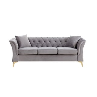 Modern Chesterfield Curved Sofa Tufted Velvet Couch 3 Seat Button Tufed ...
