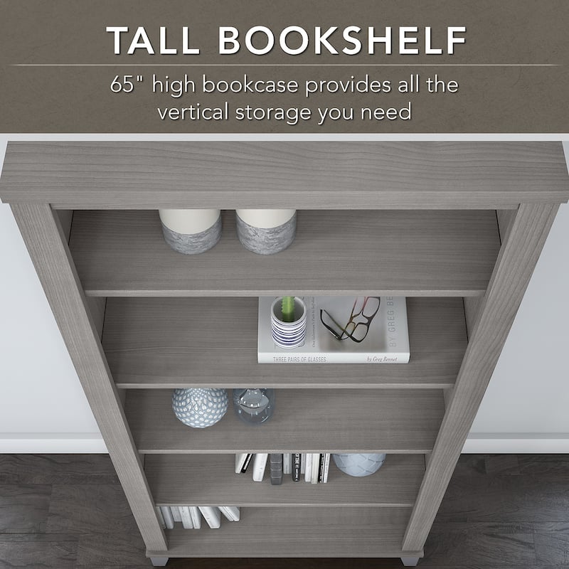 Somerset 60W Office Desk with Cabinet and 5 Shelf Bookcase