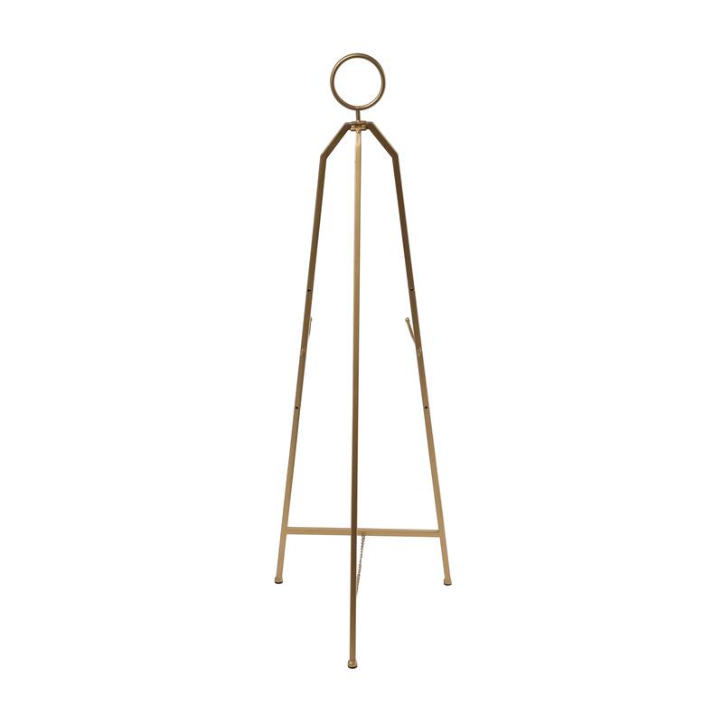 Gold Metal Tall Adjustable 3 Tier Display Easel with Circular Ring Top