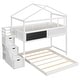 preview thumbnail 14 of 15, Wooden Twin over Full House Bunk Bed with Storage Staircase and Blackboard