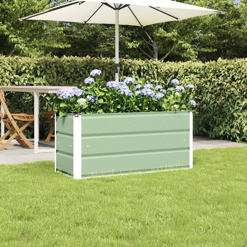 vidaXL Planter in Steel - 39.37 x 15.75 x 17.72" - Green - 39.37 x 15.75 x 17.72 in