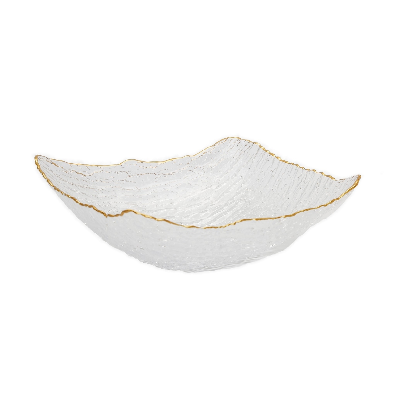 Glass Square Salad Bowl with Gold Trim