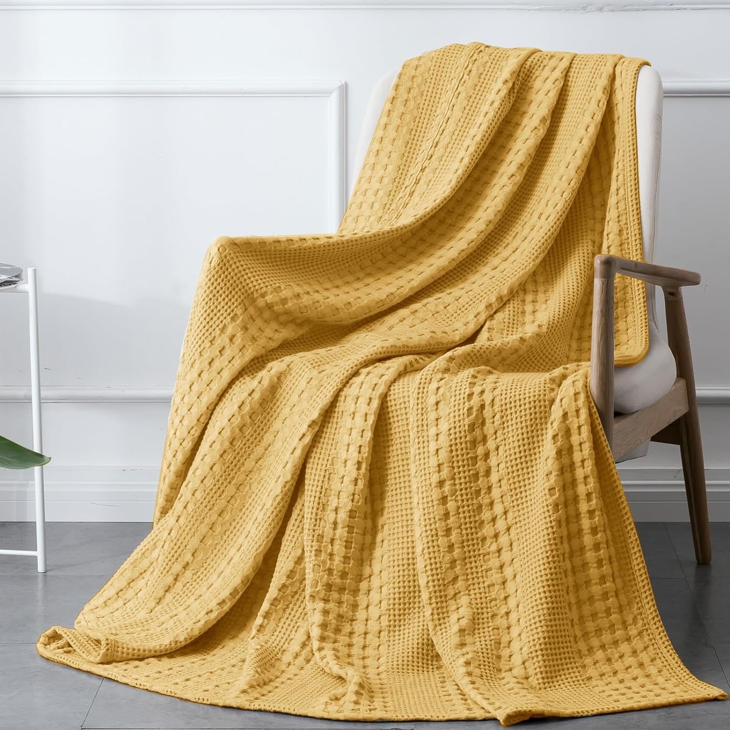 Cotton waffle weave throw blanket