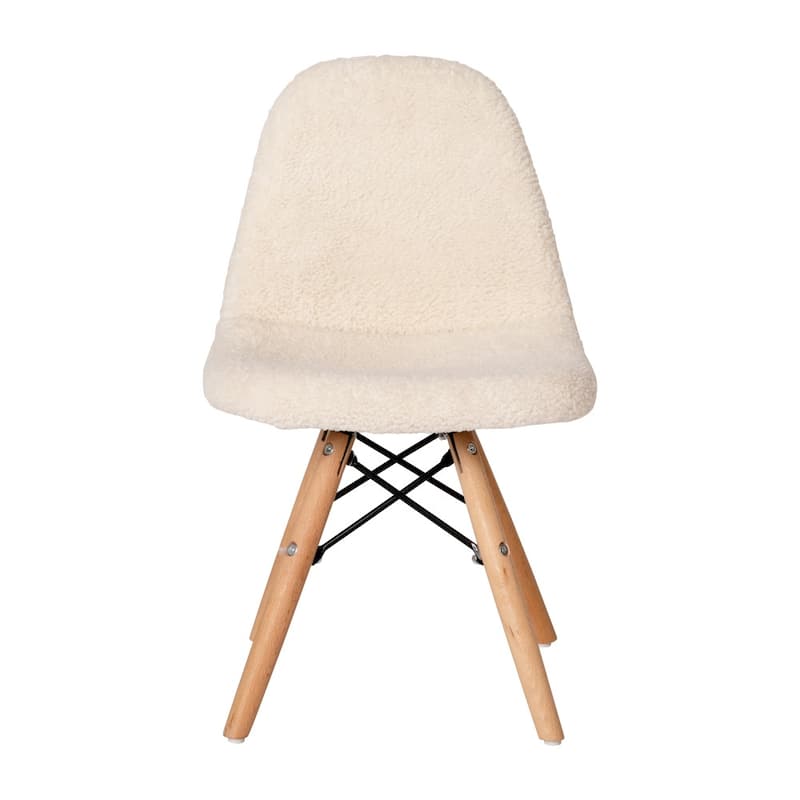 Kids Armless Faux Shearling Faux Shearling Chair with Beechwood Legs - 14.75"D x 13.5"W x 23"H