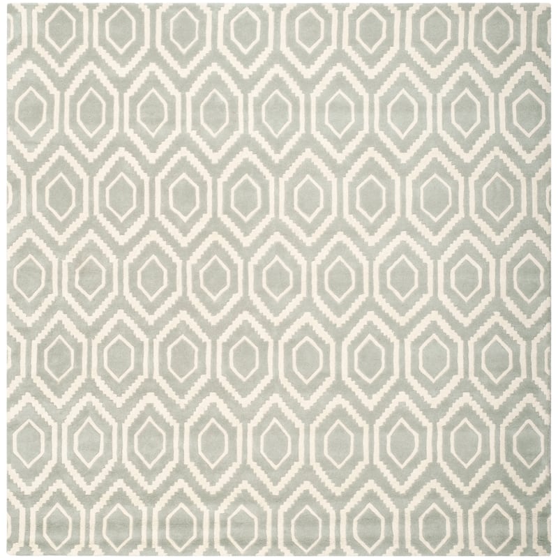 SAFAVIEH Handmade Chatham Altrud Moroccan Modern Wool Rug - 8'9" Square - Grey/Ivory