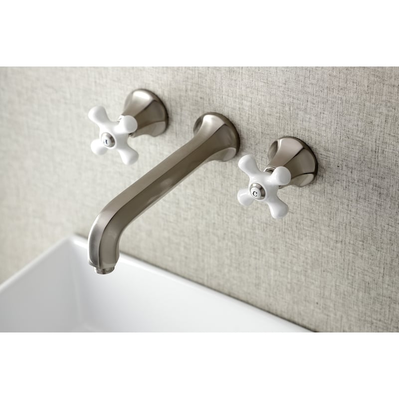 Kingston Brass Metropolitan Two-Handle 3-Hole Wall Mount Bathroom Faucet