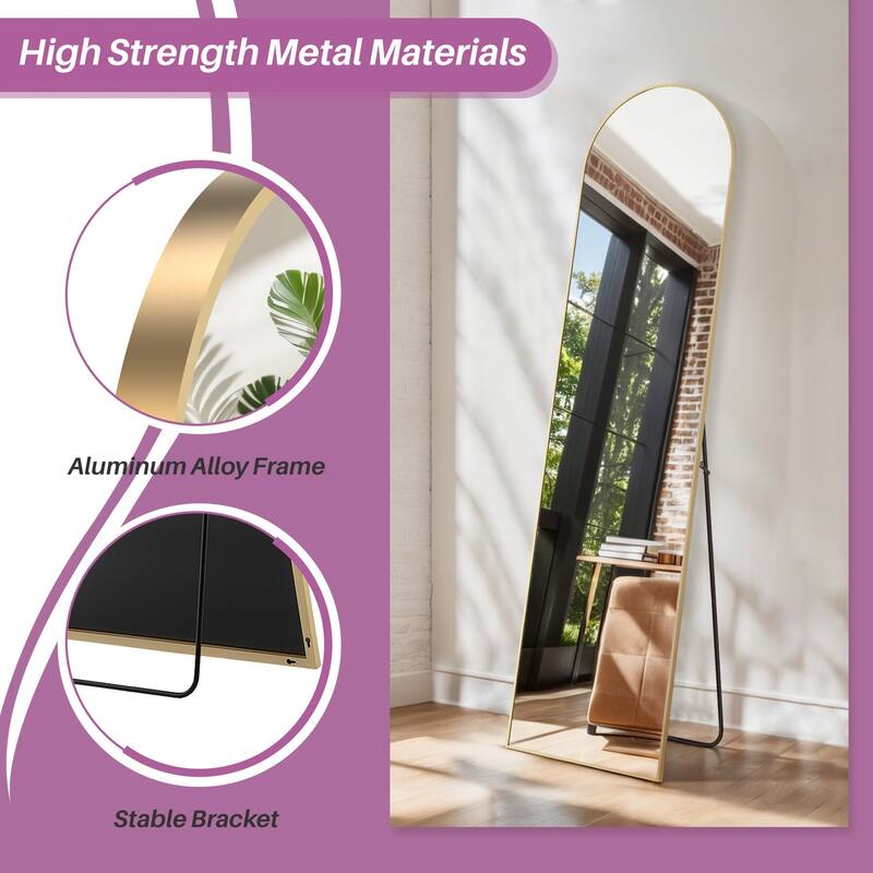 Full Length Mirror with Stand, Floor Mirror with Aluminum Alloy Frame for Bedroom, Standing Full Body Mirror for Wall, Cloakroom