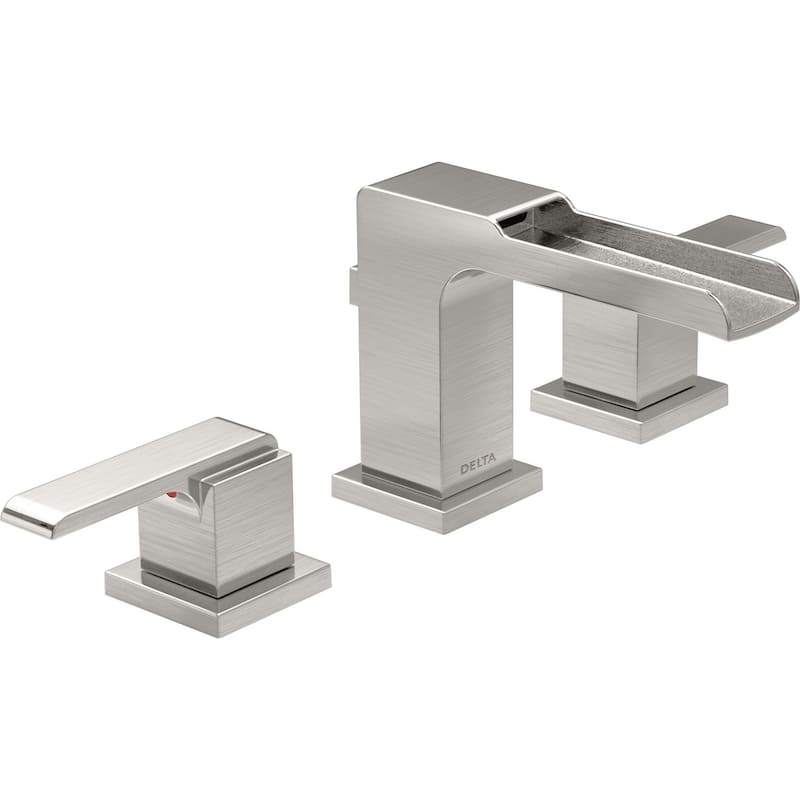 Delta Ara 1.2 GPM Widespread Waterfall Bathroom Faucet - Includes - Brilliance Stainless