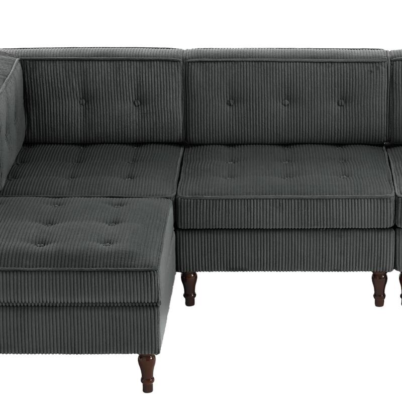 4-Piece 98" W Upholstered Modular Corduroy Sectional Sofa