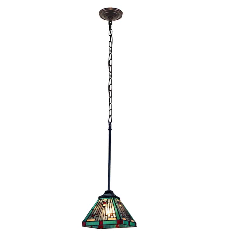 Tiffany-Style Mission Design 1-light Dark Bronze Hanging Pendant