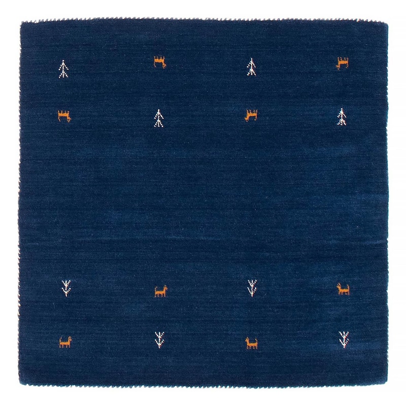 Kashkuli Gabbeh Navy Rug 3'11" x 3'11" - 3'11 x 3'11 - Navy - 3'11 x 3'11