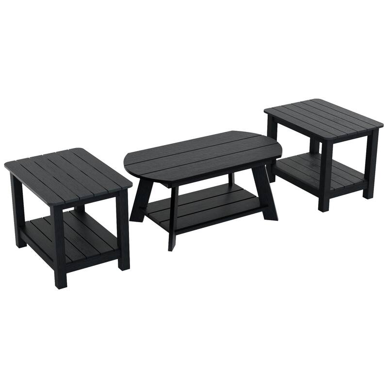 Vineyard HIPS Outdoor Eco-Friendly Coffee Table and Side Tables (3-Piece Set)