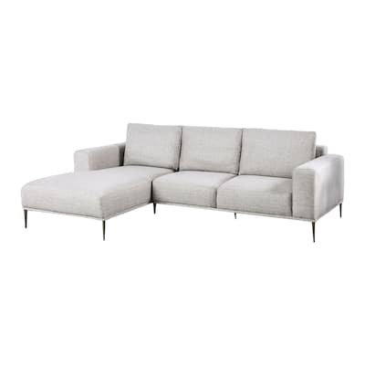 Kevin Sectional Sofa, Left Chaise, Gray Chenille, 98 Inch, Metal Legs