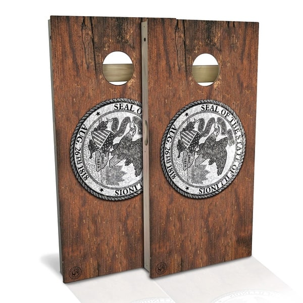 slide 2 of 9, Illinois Flag Rustic Outdoor Cornhole Board Set Backyard 2x4 - NO Accessories