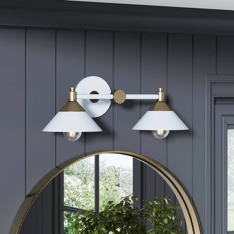 Nathan James Frank Bathroom Vanity Wall Light Fixture with 2-Lights Vintage Farmhouse Sconce with Metal Shade