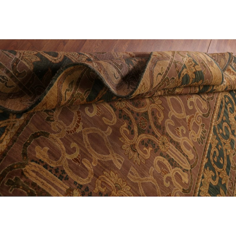 Brown Gold Art & Craft Oriental Area Rug Handmade Wool Carpet - 7'10"x 10'3"