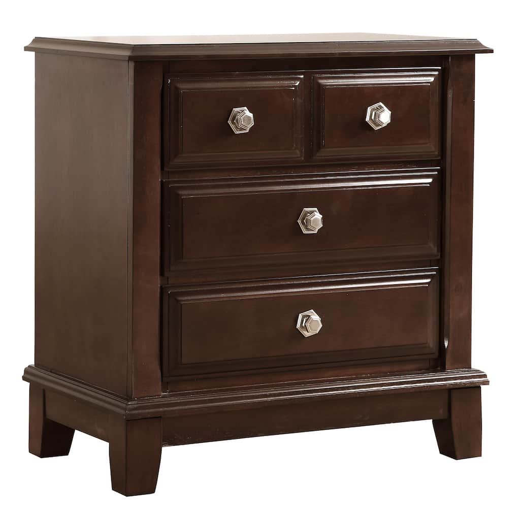 Modern Bedroom Cabinet Bedside Table with Three Spacious Drawers Storage Nightstand