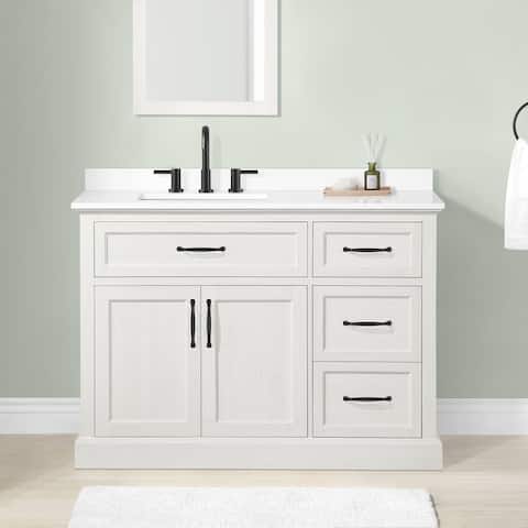 Ove Decors Hampstead 48 in. Vanity Kit Antique White Included Mirror