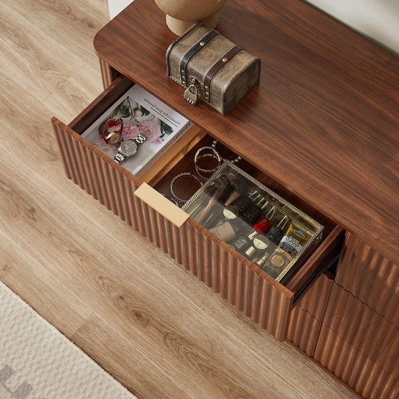Modern 6 Drawers Dresser with Curved Design and Ample Storage for Bedroom or Living Room Organization