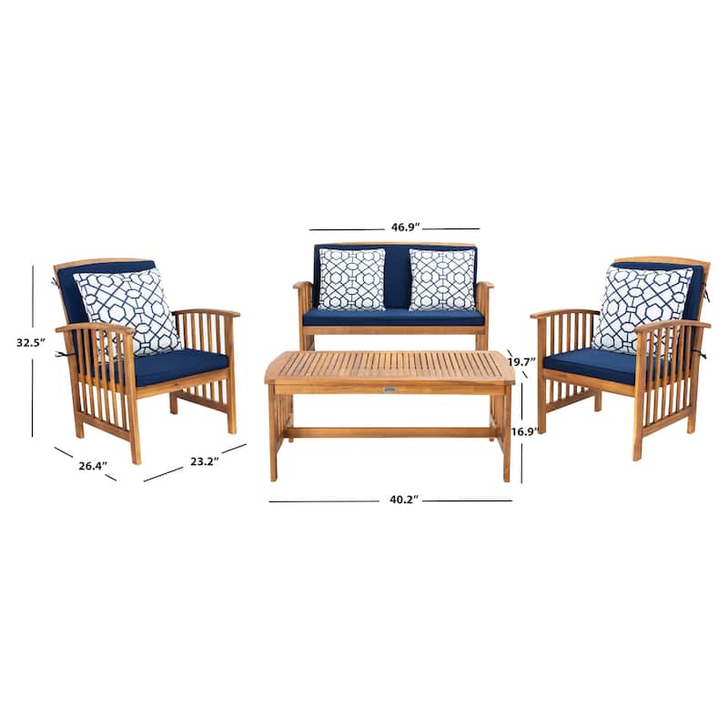 SAFAVIEH Outdoor Rocklin 4-piece Conversation Patio Set