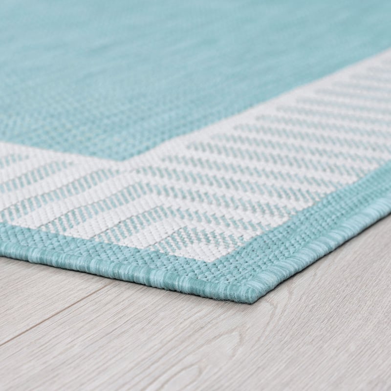 Exo Coastal Striped Border Indoor/ Outdoor Area Rug