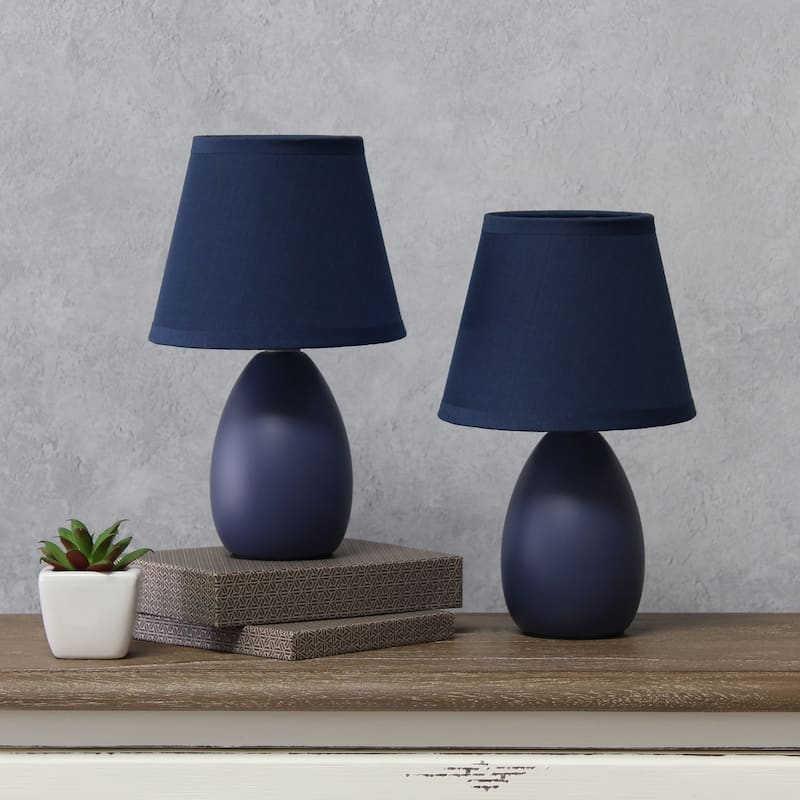 9.45" Petite Oblong Lamp 2 Pack Set w Matching Fabric Shade