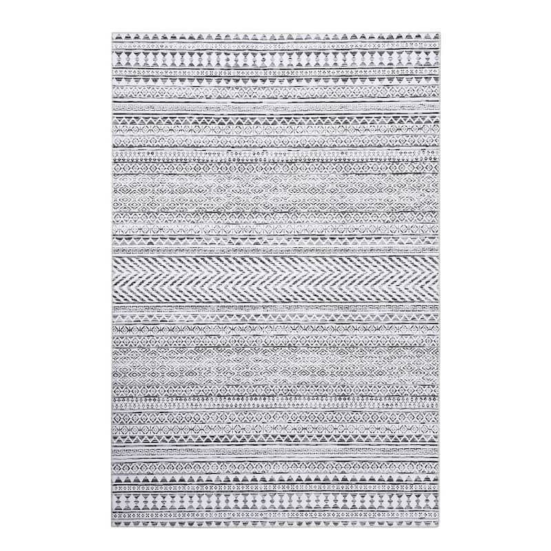 Garvee Moroccan Geometric Machine Washable Area Rug - 8' x 10' - grey