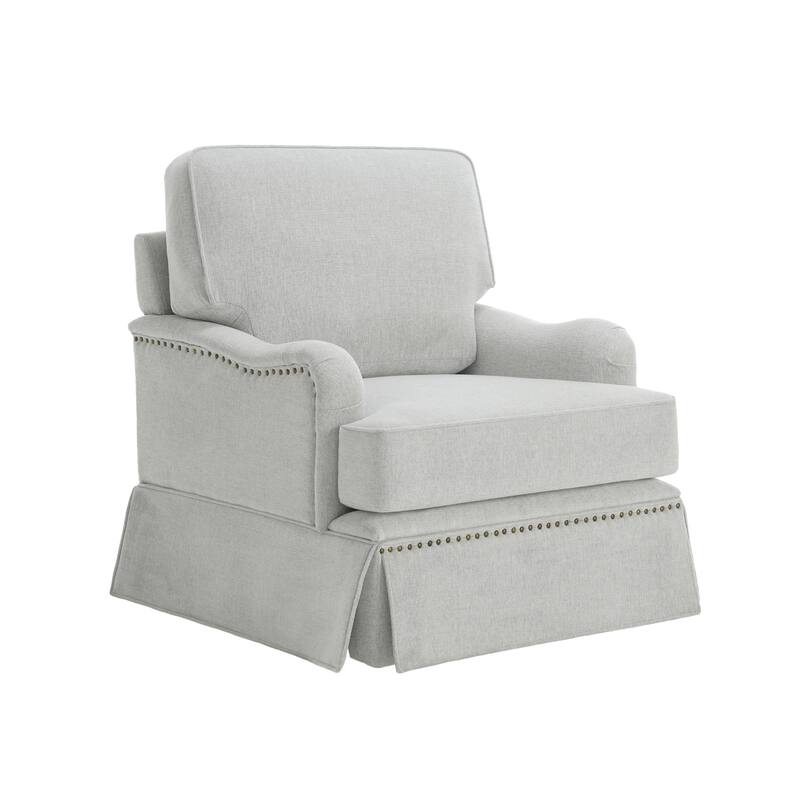 Modern Chenille Swivel Armchair and Storage Ottoman