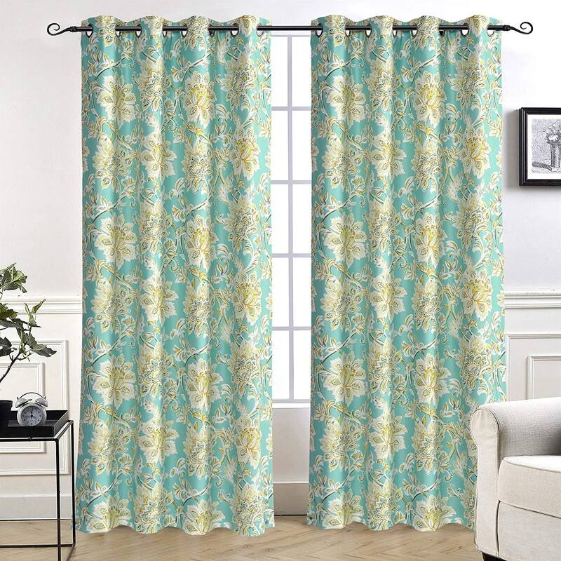 DriftAway Alyssa Jacobean Elegant Floral Leaves Pattern Window Curtain