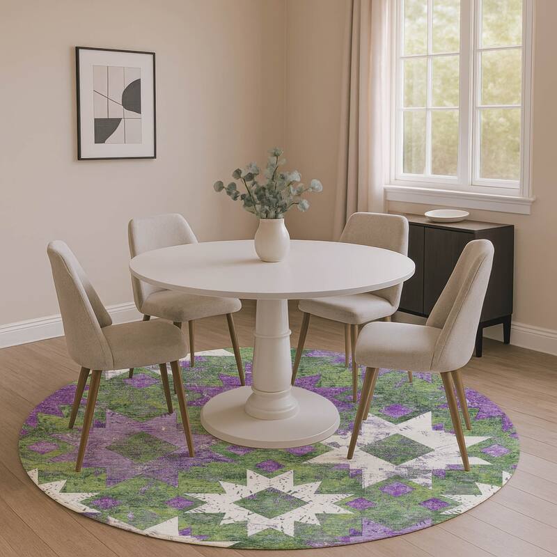 Premium Washable Super Soft Global Imprints Mayfield Rug - Green - 8' x 8'