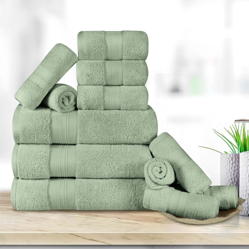 Turkish Cotton 12 Piece Solid Plush Heavyweight Towel Set by Superior