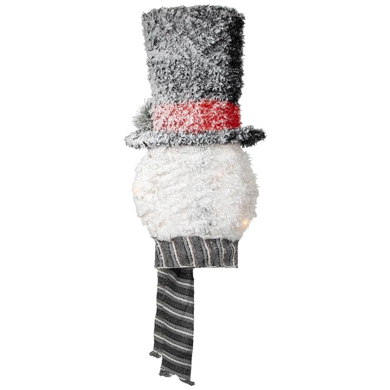 25" Lighted Snowman with Black Frosted Top Hat Christmas Tree Topper