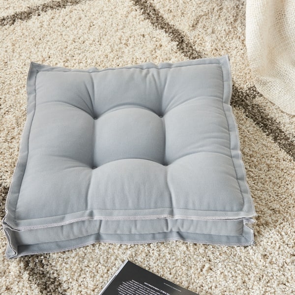 slide 2 of 6, Mina Victory Indoor/Outdoor Classic Modern Solid Floor or Chair Cushion, ( 18" X 18" X 3" ) 18" x 18" x 3" - Grey