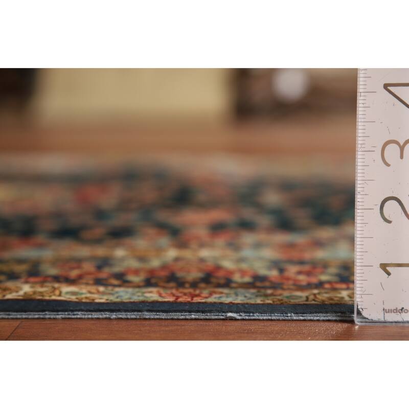 Floral Qum Persian Accent Rug Hand-Knotted Traditional Silk Carpet - 3'5"x 4'10"