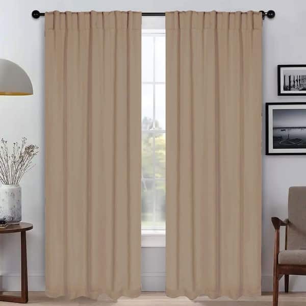 slide 2 of 200, Superior Solid Machine Washable Room Darkening Curtains with Back Tabs, Set of 2
