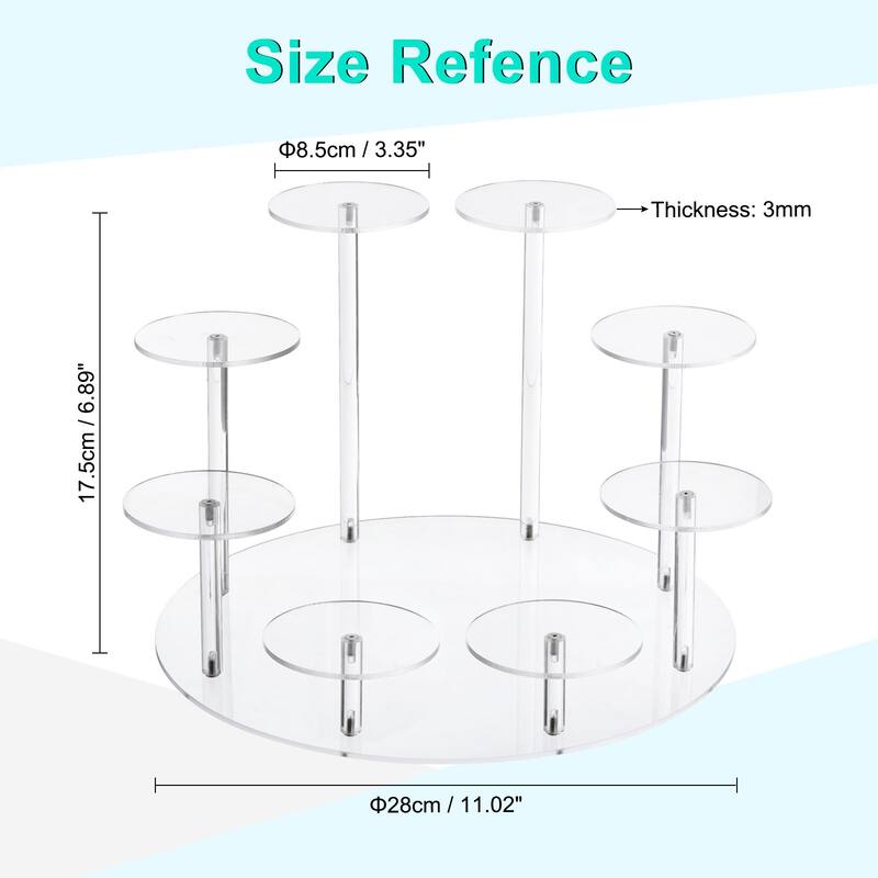 Acrylic Display Stand for Collectible Figures, 8 Tier Round Cupcake Stand Clear - Clear