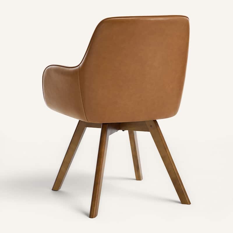 Swivel Upholstered Dining Chair Set of 2 Armchair with Beech Wood Legs - 33.3" H x 23.2" W x 22.4" D